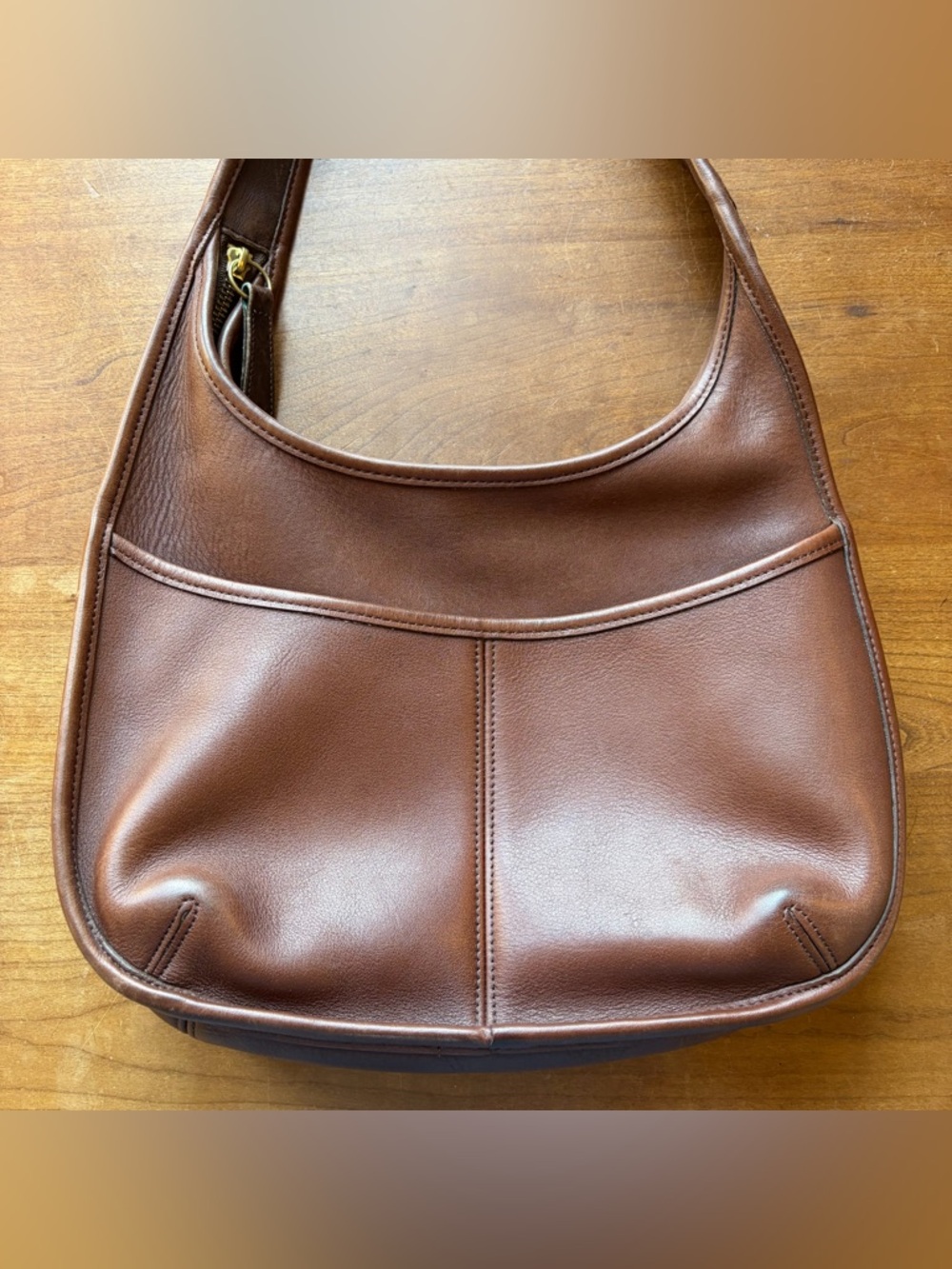 COACH Ergo Pocket Zip #9033 Mahogany Brown Leather Vintage 90s Hobo Shoulder Bag - Picture 3 of 11